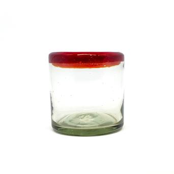 Ruby Red Rim 8 oz DOF Rock Glasses (set of 6)